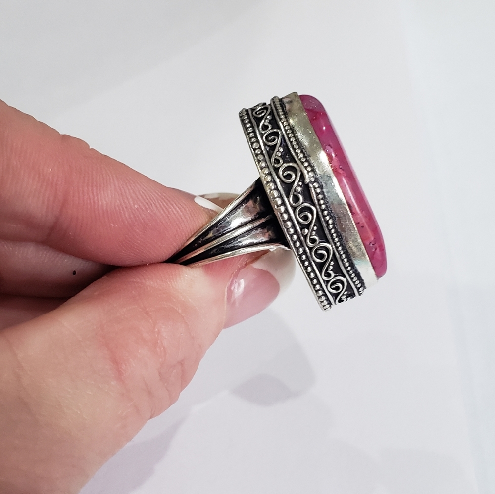 Handmade Pink Rhodonite 925 silver  ring. New never worn. - Picture 9 of 16